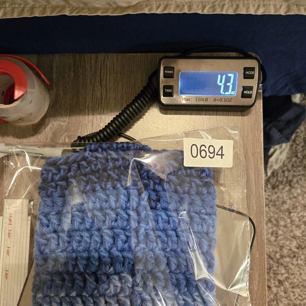 Handmade Blue Crochet‎ Drink Holder Bag Travel Driving On The Go
